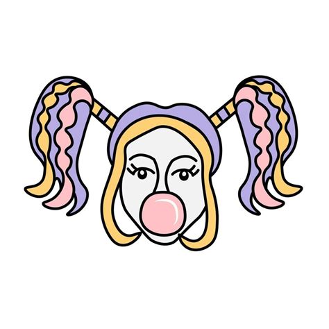 Girl blowing bubble gum vector illustration 12724923 Vector Art at Vecteezy