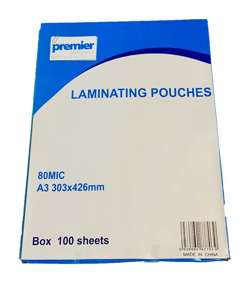 Premier Laminating Pouches A3 80 Micron 100 Sheets Premier Stationery