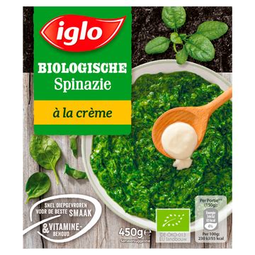 Iglo Biologische Spinazie à la Crème 450g bestellen Diepvries