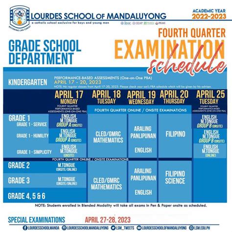 Th Quarter Examination Time Table Daveen Stacia