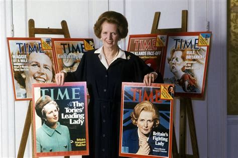 Uk Pm Margaret Thatcher Poses With All Her Time Magazine Covers 1983