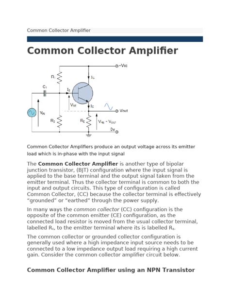 Common Collector Amplifier Pdf