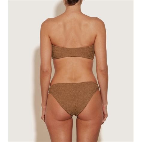 Hunza G Bikini Gloria Fabric Hoop Metallic Cocoa