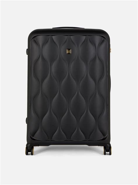 Black It Luggage Quilted 8 Wheel Suitcase Primark