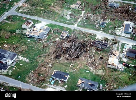 An Aerial View Of Devastation Caused By Hurricane Andrew Which Struck