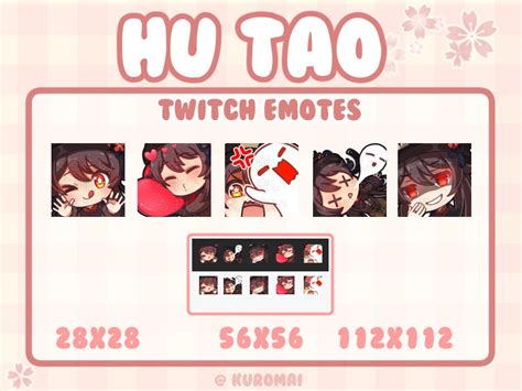 Twitch Emote Pack Genshin Hu Tao 5 Emotes Streamer Discord Etc