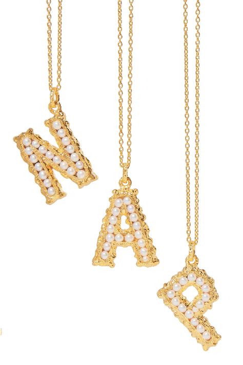 PACHAREE Alphabet Gold Plated Pearl Necklace NET A PORTER