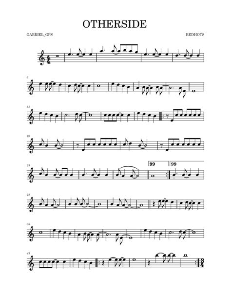 Otherside – Red Hot Chili Peppers OTHERSIDE Sheet music for Piano (Solo) | Musescore.com