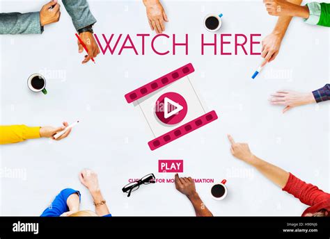 Watch Here Application Display Video Concept Stock Photo Alamy