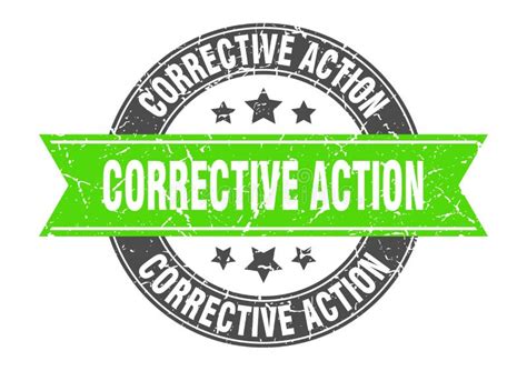 Corrective Action Round Stamp With Ribbon Label Sign Stock Vector