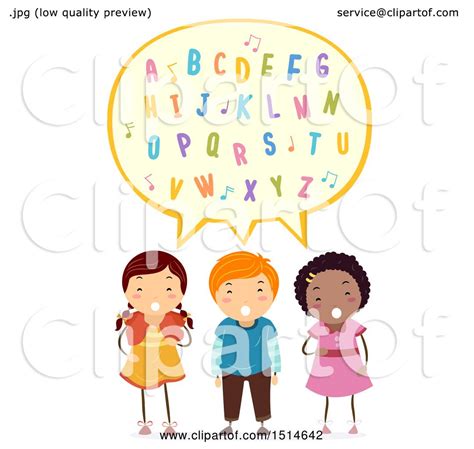 Clipart of a Group of Children Singing the Alphabet Song - Royalty Free ...