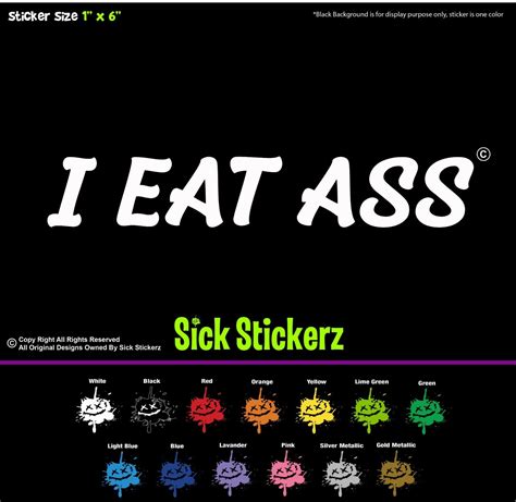 I Eat Ass Sex Sticker Car Windows Funny Rude Humor Prank Ebay