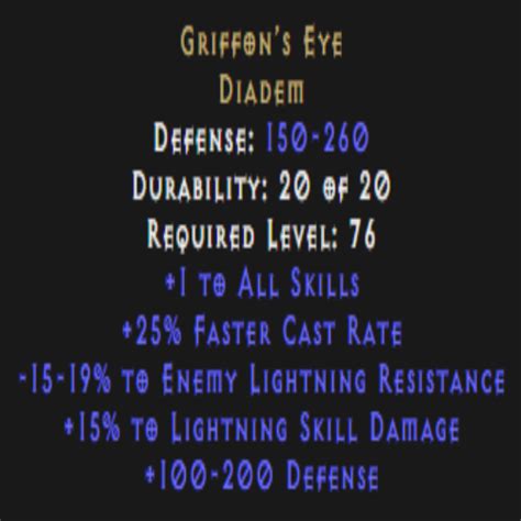 Buy D2R Griffon’s Eye 15-19% Light Pierce 15% Light Damage | Diablo 2 ...