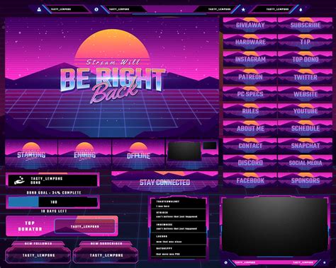 Retro 80 S Twitch Overlay Package Webcam Screens Panels Alerts Transition And Streamlabs