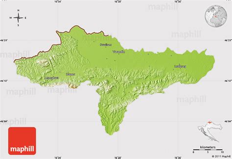 Physical Map of Varazdin, cropped outside