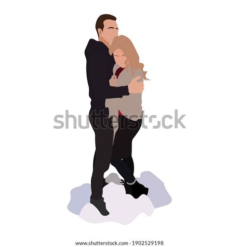 Embraces Loving Couple Vector Illustration Stock Vector Royalty Free