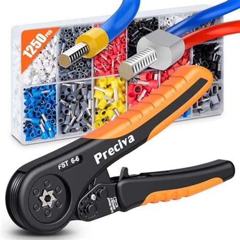 Preciva Ferrule Crimping Tool Kit Hexagonal Ratchet Wire Crimp Pliers