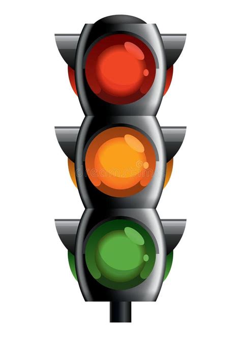 Traffic Light With Red Yellow And Green Color Flat Vector