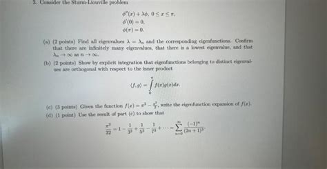 Solved Consider The Sturm Liouville Problem Chegg