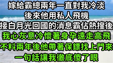 嫁給霸總兩年一直對我冷淡，後來他用私人飛機，接白月光回國的消息霸佔熱搜後，我心灰意冷懷著身孕遠走高飛，不料兩年後他帶著保鏢找上門來，一句話讓我