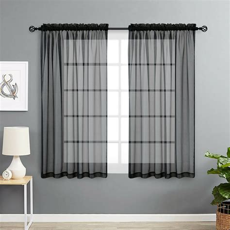 Basic Home 2 Pack Long Panel Rod Pocket Sheer Voile Window Curtains