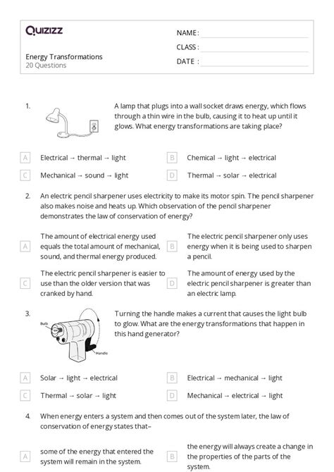 50 Energy Worksheets For 8th Grade On Quizizz Free And Printable