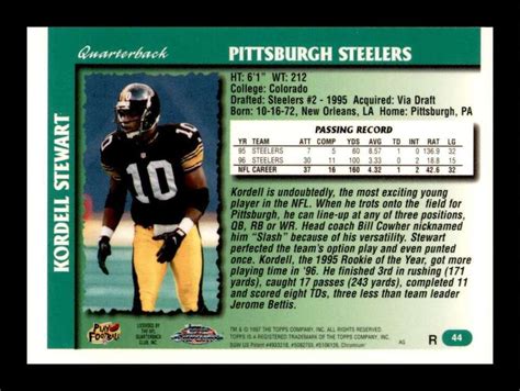 1997 Topps Chrome Refractor Kordell Stewart 44 Pittsburgh Steelers EBay