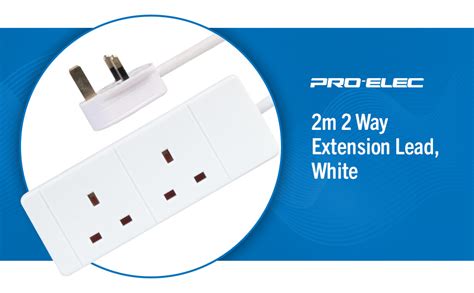 Pro Elec Pelb1509 2 Gang Extension Lead White 2m Uk Electronics And Photo