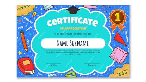 Premium Vector | Fun colorful certificate template for kids