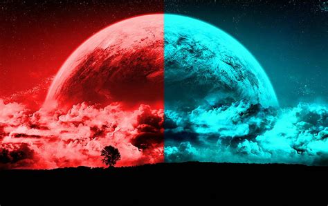 Half Red Blue Moon Wallpaper by weissdrum on DeviantArt