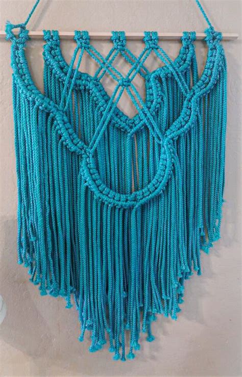 Aqua Blue Macrame Wall Hanging D Wall Hanging Layered Etsy