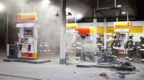 Car Crashes Into Gas Pump Causing A Fire Cbc News