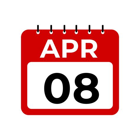 April 8 Calendar Reminder 8 April Daily Calendar Icon Template