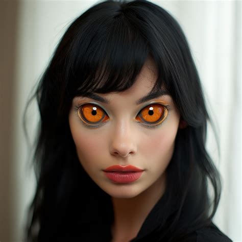 Premium Photo There Is A Woman With Orange Eyes And Long Black Hair