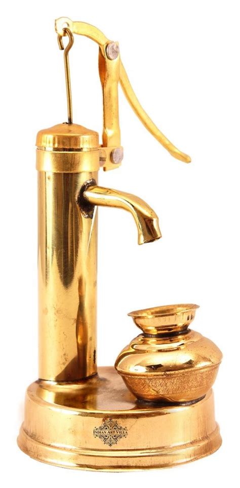 Golden Indian Art Villa Brass Mini Hand Pump With Container At Rs