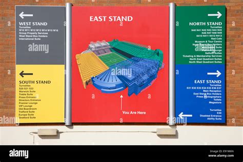 Old Trafford, Manchester, Greater Manchester, England. Colourful ground ...