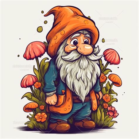 Premium Ai Image Cartoon Gnome With A Long Beard And A Hat Standing