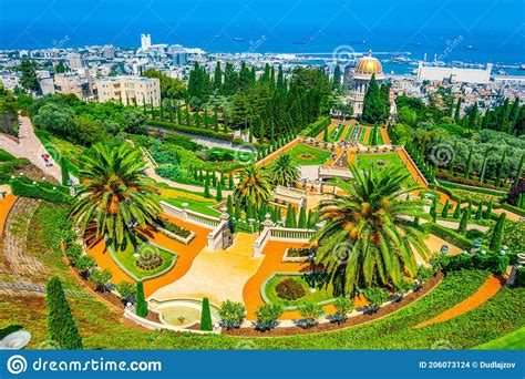 Aerial View Of Bahai Gardens In Haifa Israel Stock Photo Image Of