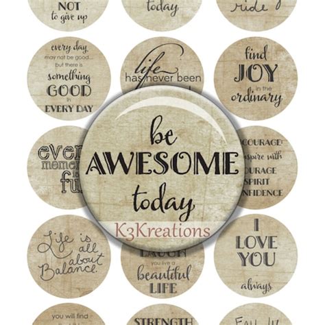 Bottle Cap Inspirational Sayings Inch Digital Collage Etsy