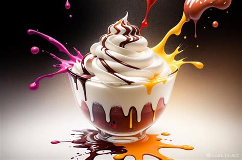 Premium Photo | Splash art splash art a fancy icecream balls with delicious whipped cream ...