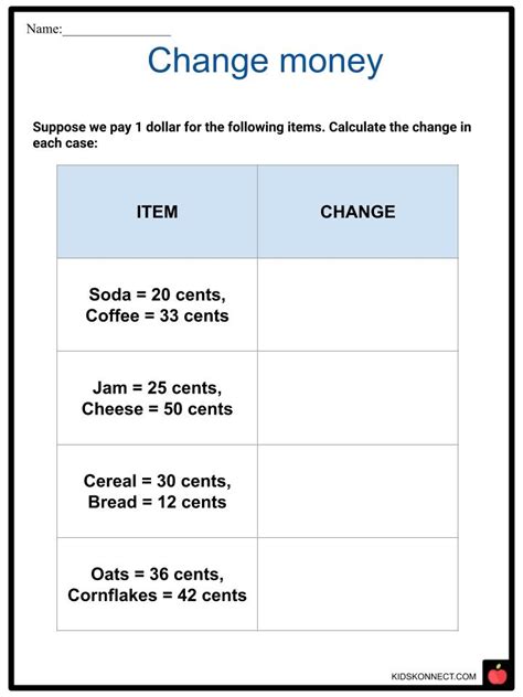 Calculate Change Money Worksheets Handling Money Skills Study