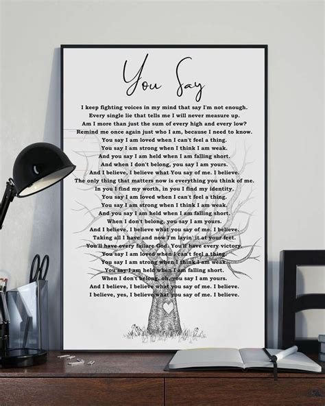 You Say Lauren Daigle Song Lyrics Poster Canvas Print Music | Etsy