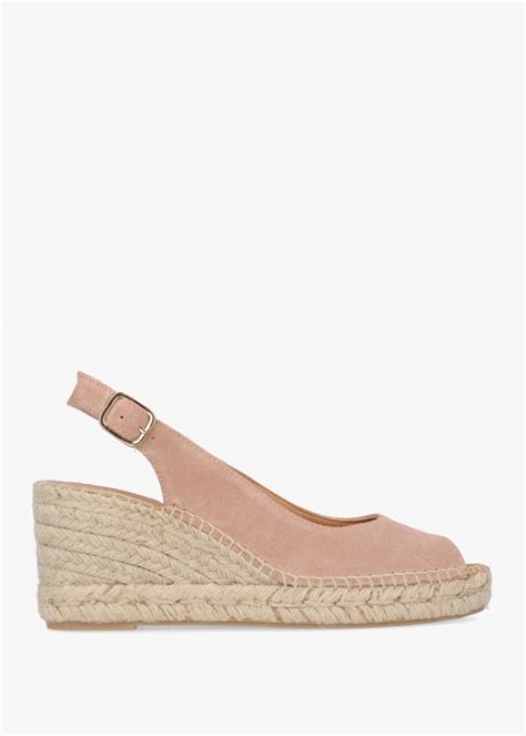 Daniel Kate Nude Suede Peep Toe Wedge Espadrilles