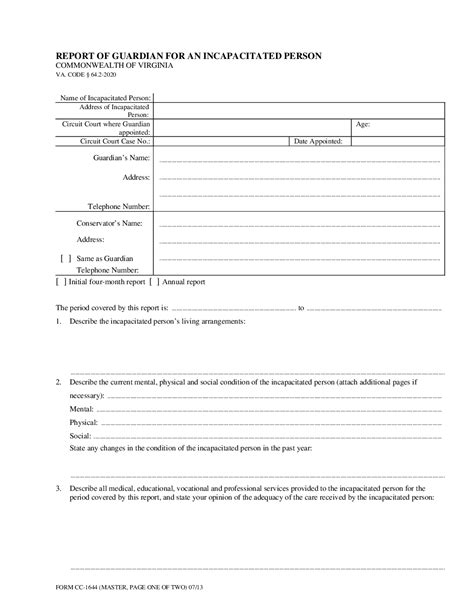 Form Cc Report Of Guardian For An Incapacitated Person Forms