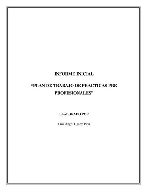 Informe Inicial Pr Cticas Pre Profesionales Psicolog A