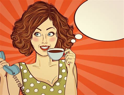 Premium Vector Sexy Pop Art Woman With Coffee Cup Advertising Poster