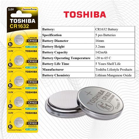 Snapklik CR1632 3V Lithium Coin Cell Battery 5 Batteries Strip