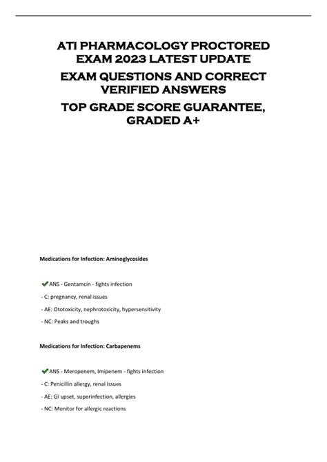 Ati Pharmacology Proctored Exam 2023 Latest Update Exam Questions And