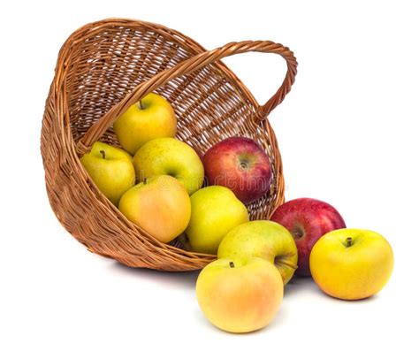 Pommes Dans Un Panier En Osier Sur Un Fond Blanc Photo Stock Image Du