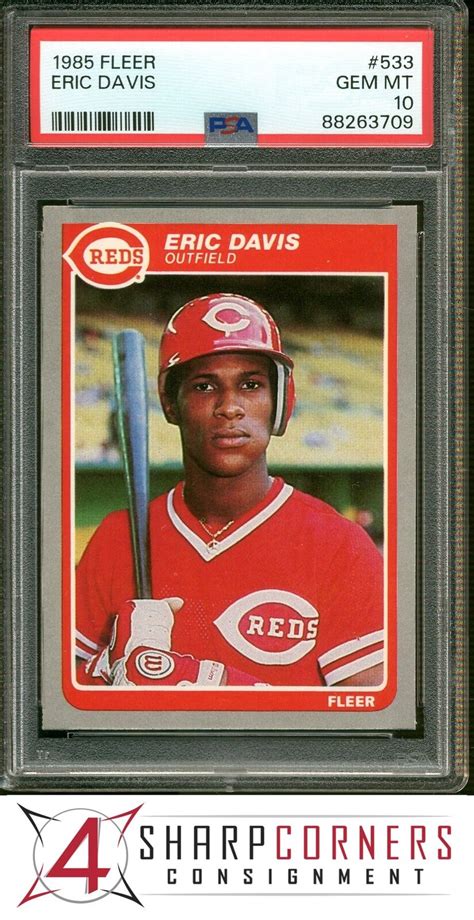 1985 Fleer 533 Eric Davis Rc Reds Psa 10 Ebay